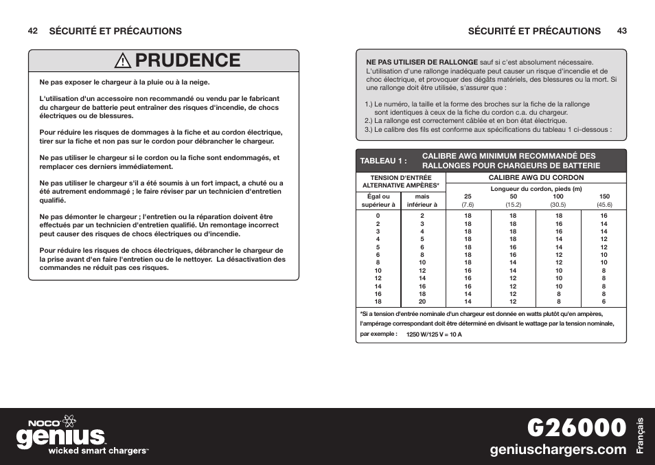 Prudence | NOCO Genius G26000 User Manual | Page 23 / 58
