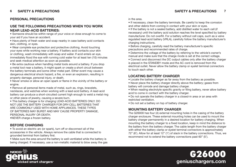 NOCO Genius G26000 User Manual | Page 5 / 58