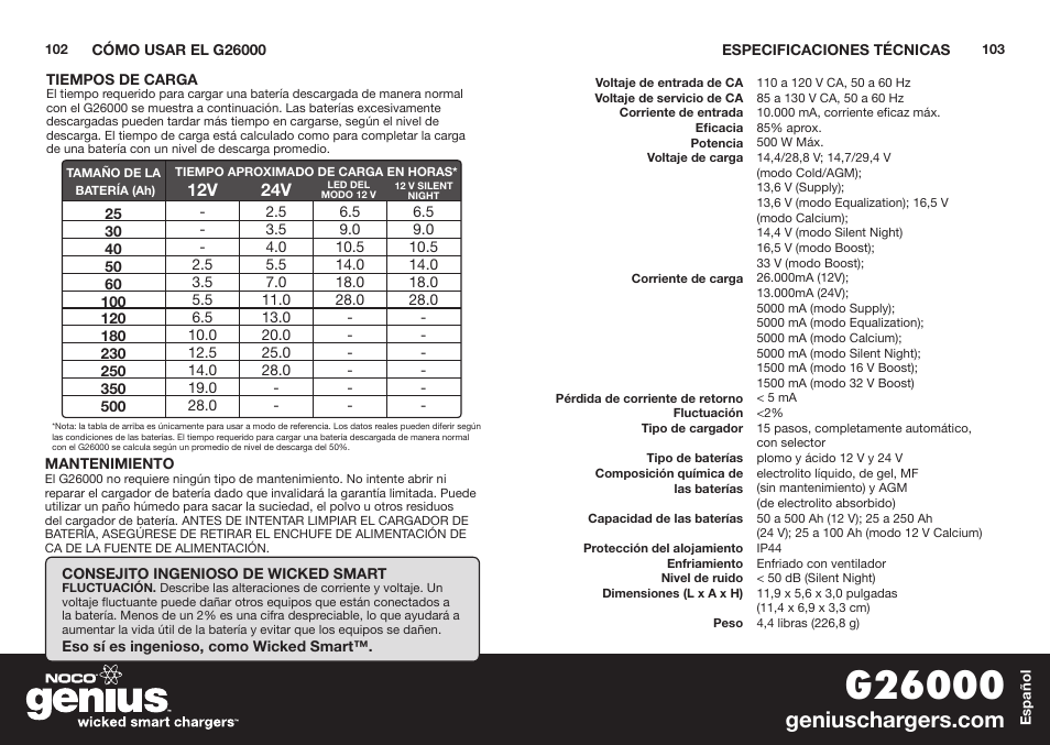 NOCO Genius G26000 User Manual | Page 53 / 58