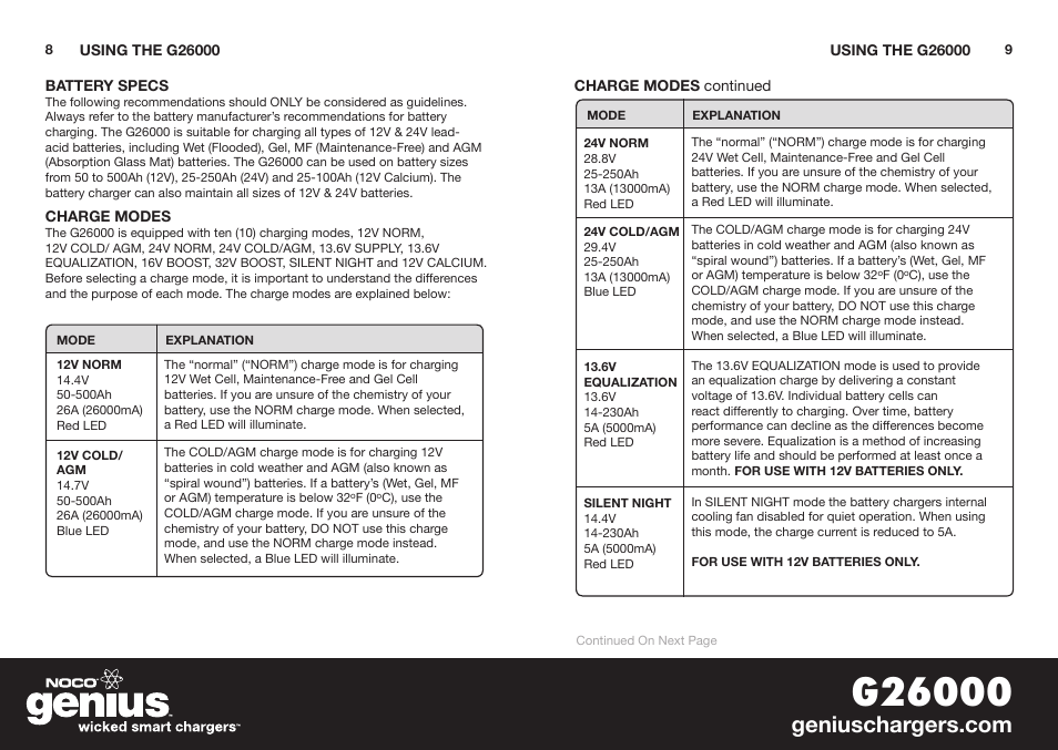 NOCO Genius G26000 User Manual | Page 6 / 58