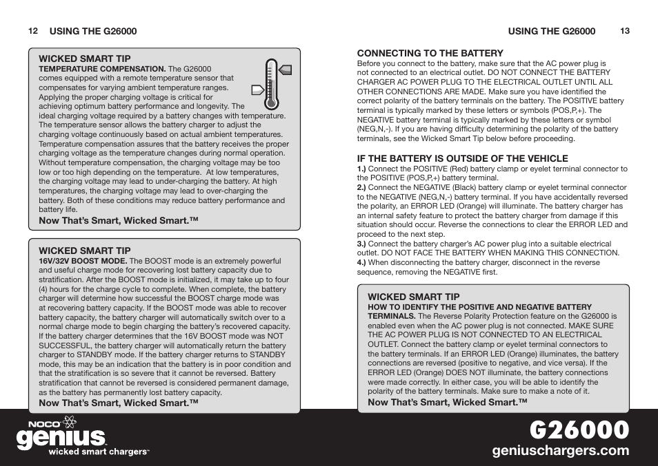 NOCO Genius G26000 User Manual | Page 8 / 58