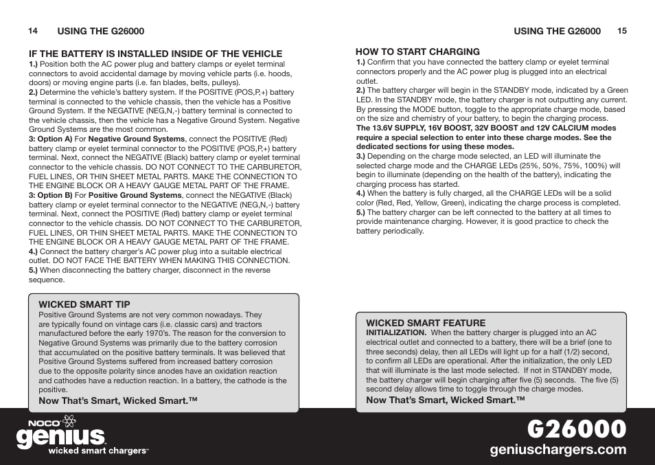 NOCO Genius G26000 User Manual | Page 9 / 58