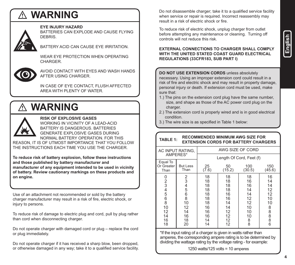 Warning | NOCO Genius GEN Series User Manual | Page 3 / 23