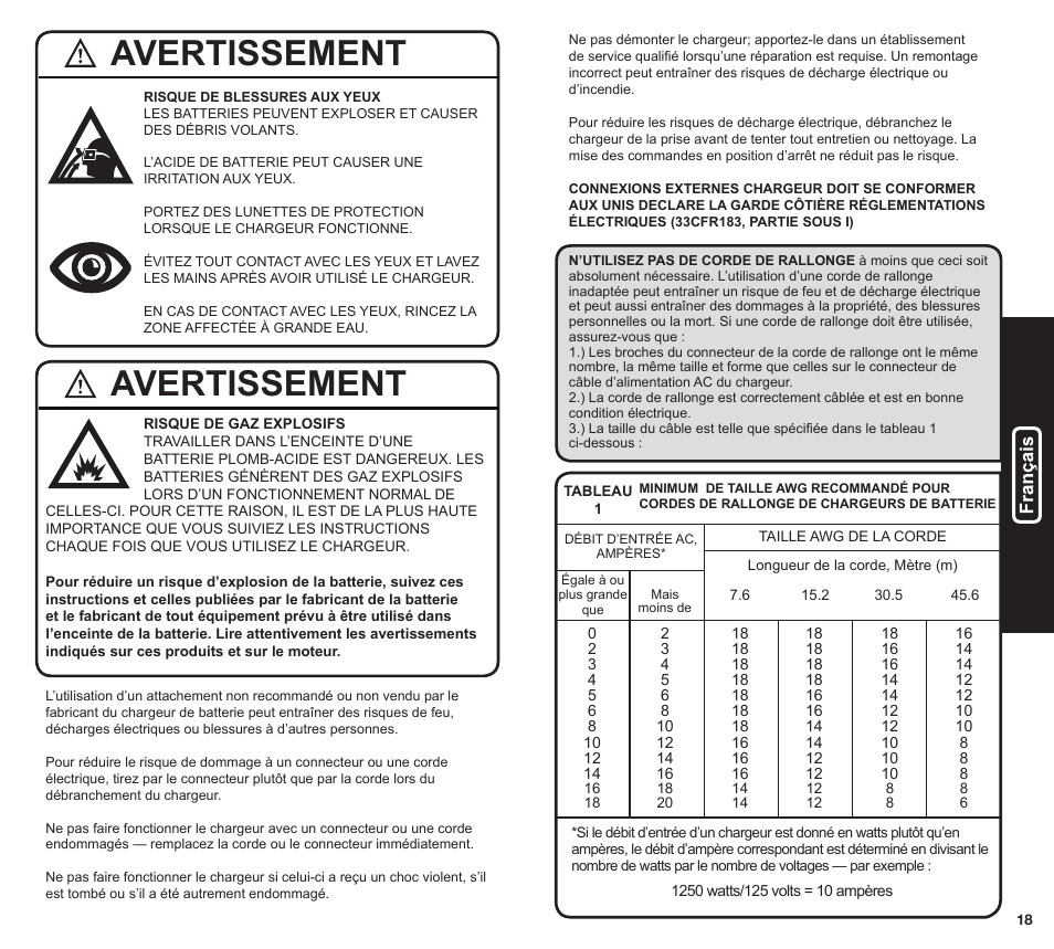 Avertissement | NOCO Genius GEN Mini Series User Manual | Page 10 / 23