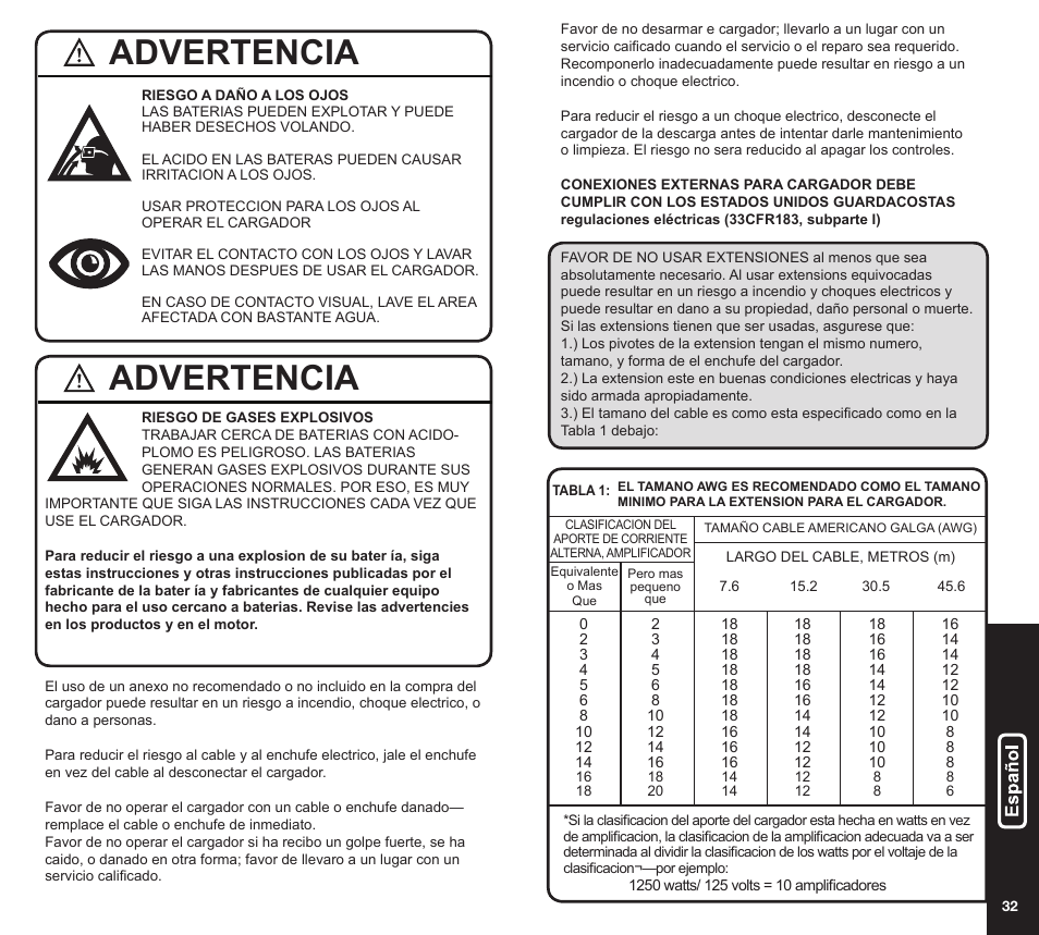 Advertencia | NOCO Genius GEN Mini Series User Manual | Page 17 / 23