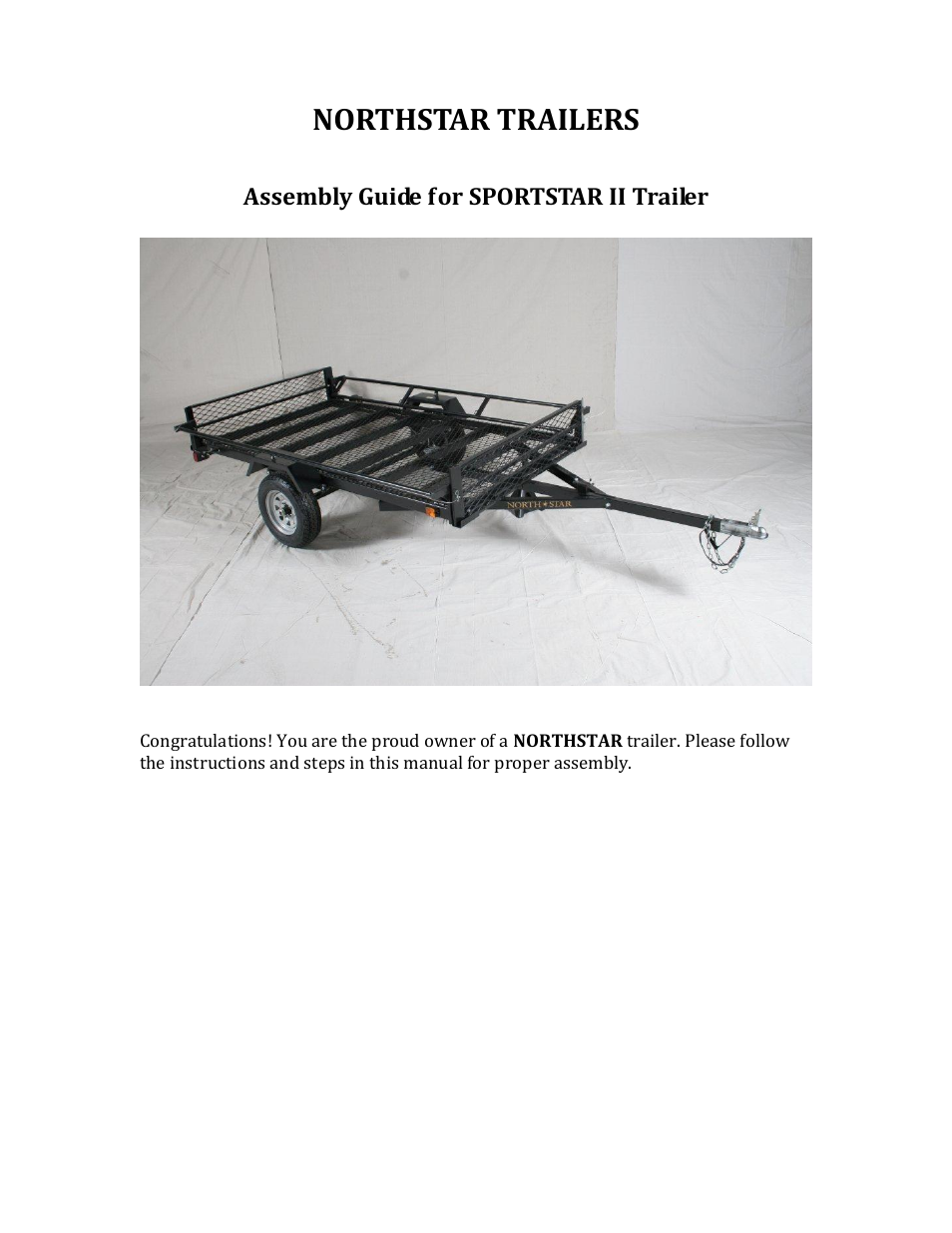 Northstar Trailers SPORTSTAR II User Manual | 14 pages