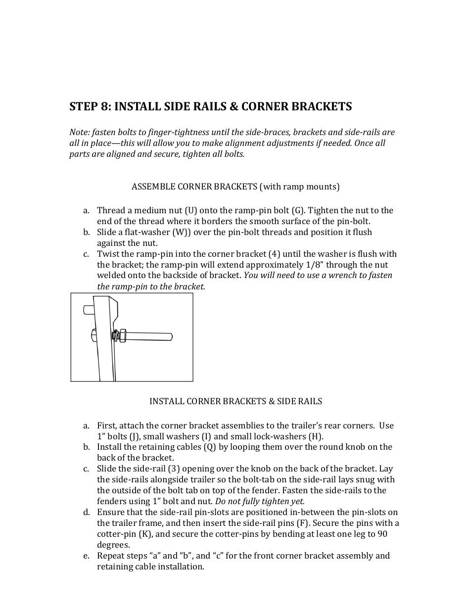 Step 8: install side rails & corner brackets | Northstar Trailers SPORTSTAR II User Manual | Page 12 / 14