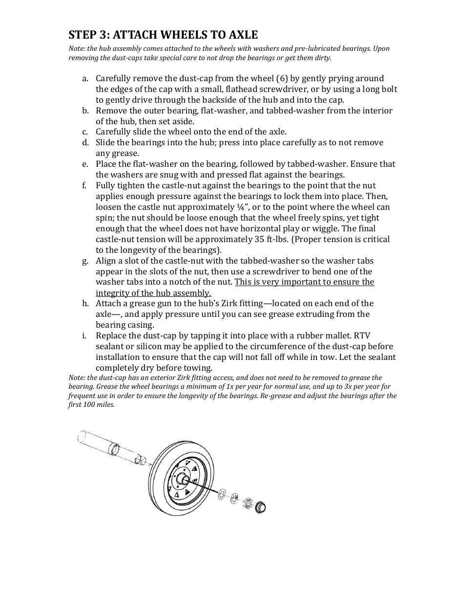 Step 3: attach wheels to axle | Northstar Trailers SPORTSTAR II User Manual | Page 8 / 14