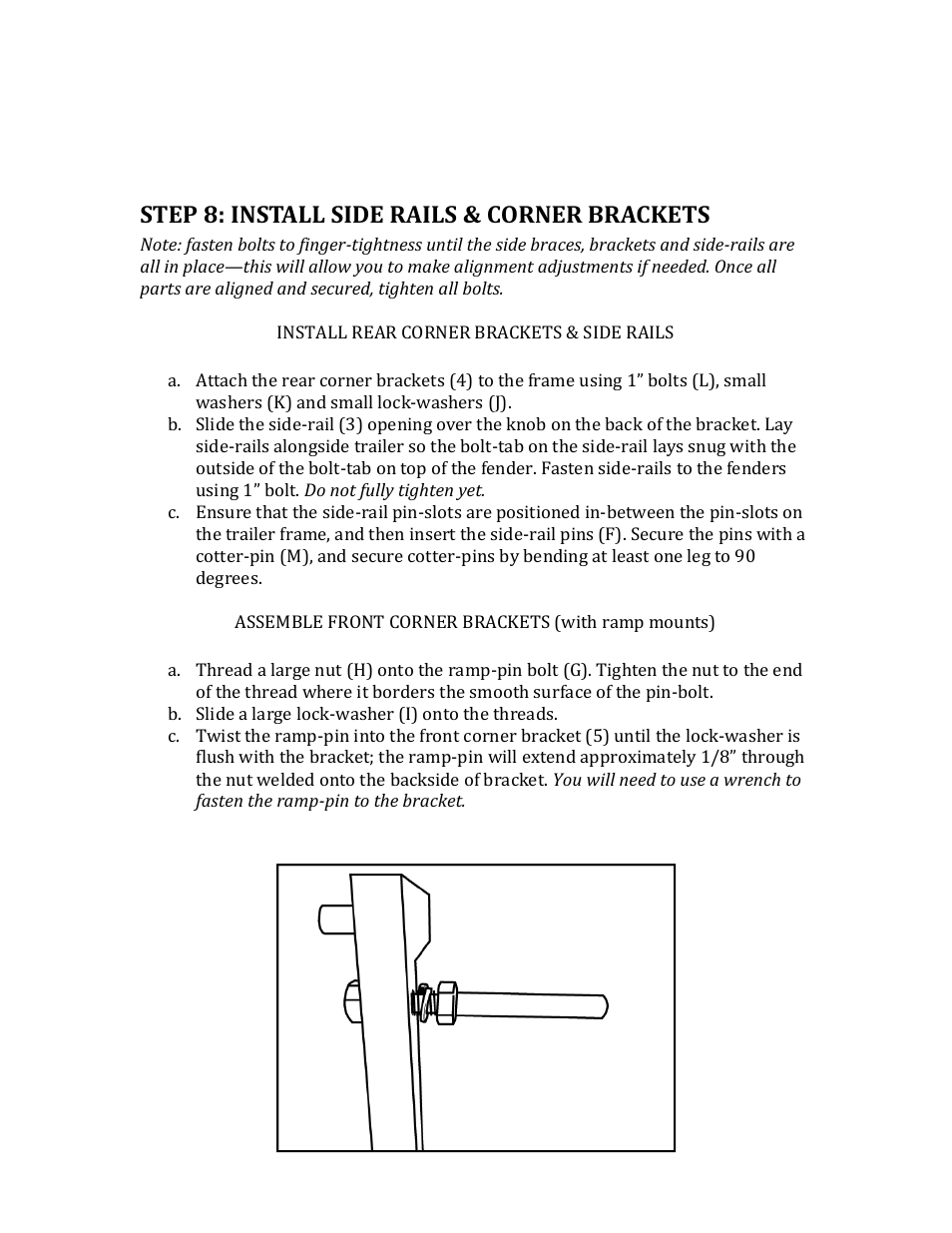 Step 8: install side rails & corner brackets | Northstar Trailers SPORTSTAR II WG User Manual | Page 12 / 13