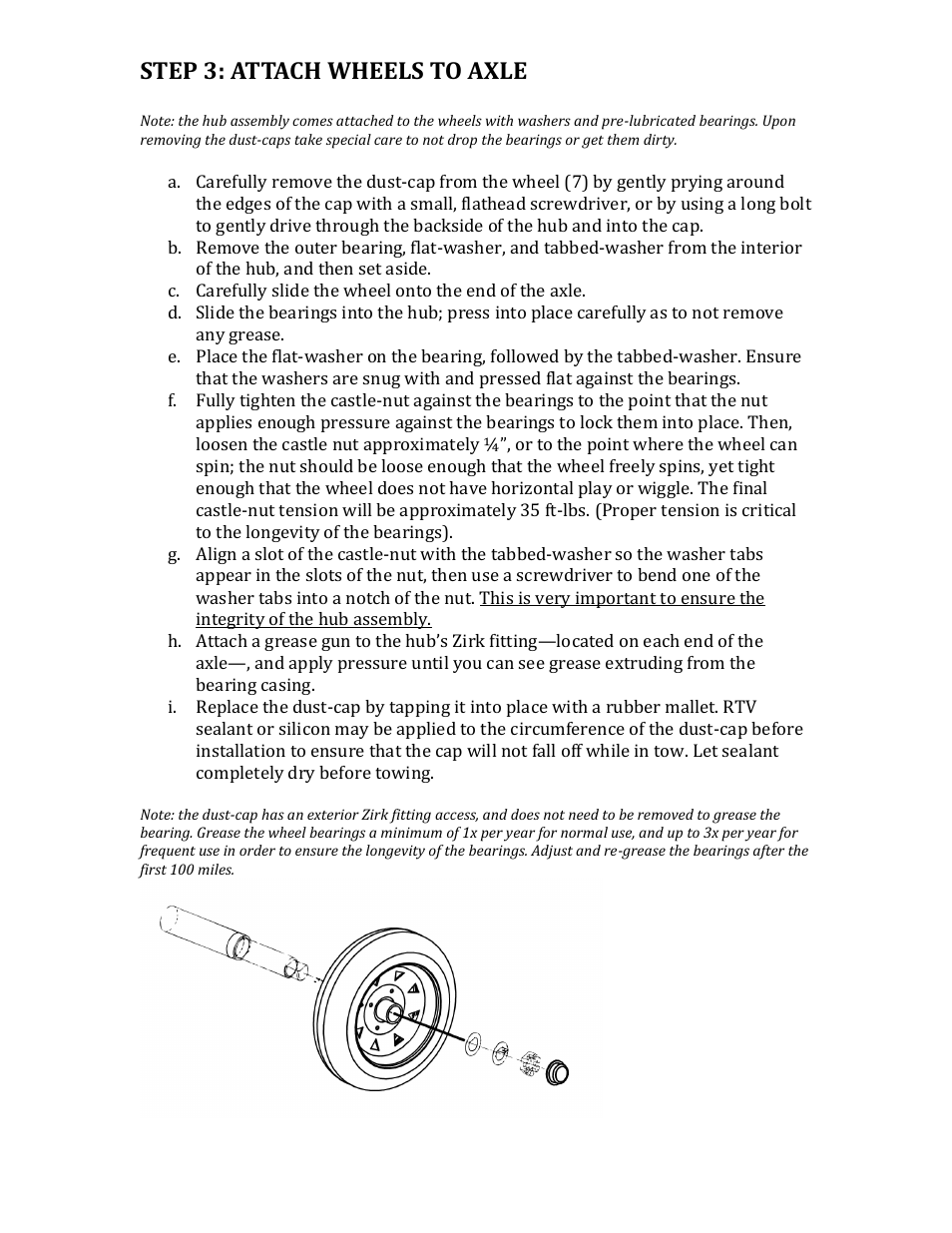 Step 3: attach wheels to axle | Northstar Trailers SPORTSTAR II WG User Manual | Page 8 / 13