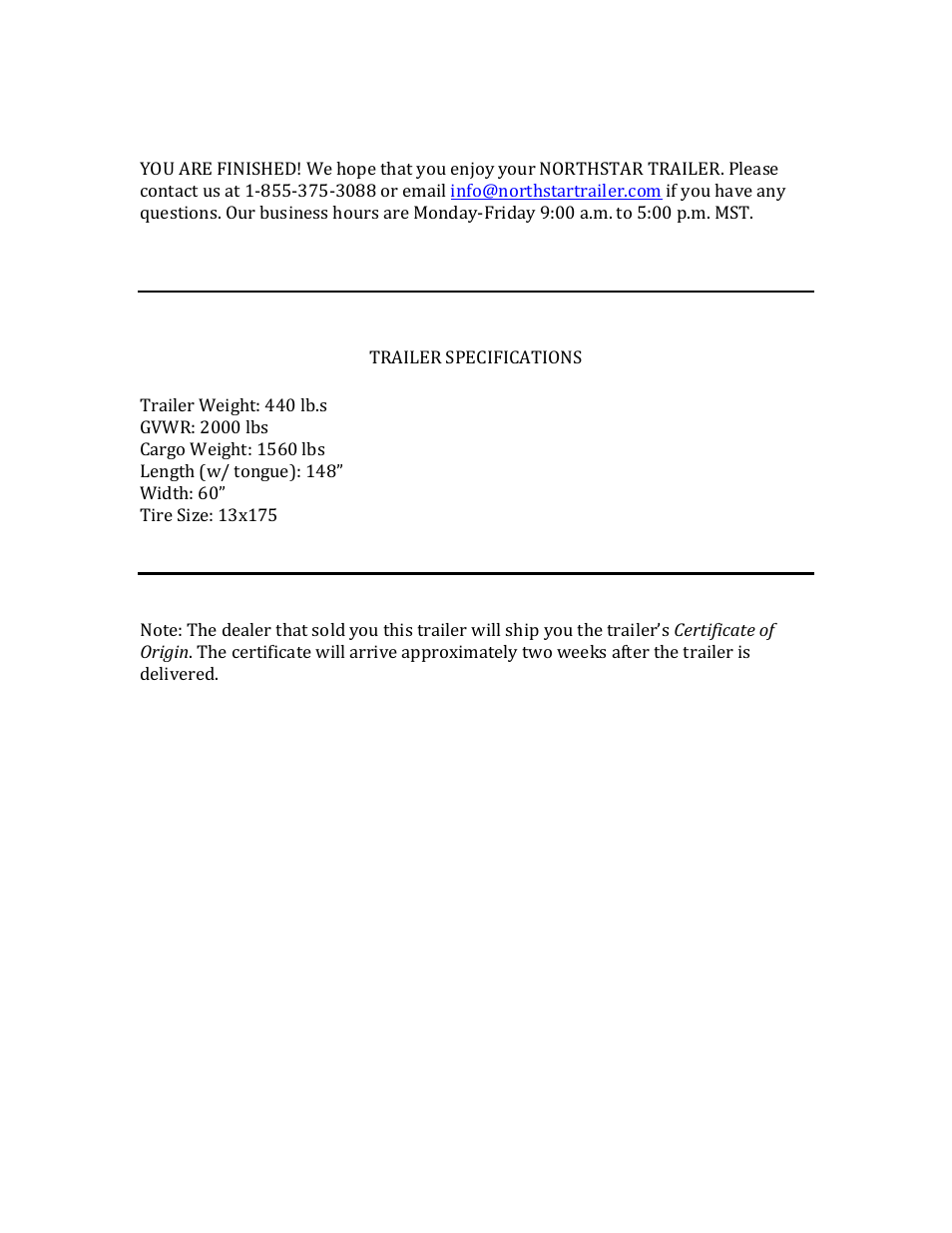 Northstar Trailers LOADSTAR I XL User Manual | Page 13 / 13