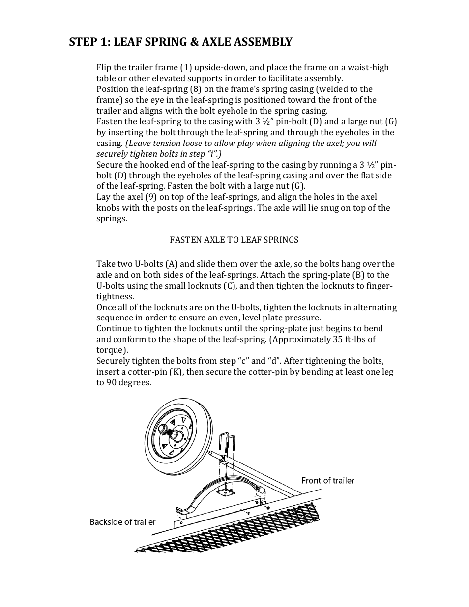 Step 1: leaf spring & axle assembly | Northstar Trailers LOADSTAR I XL User Manual | Page 5 / 13