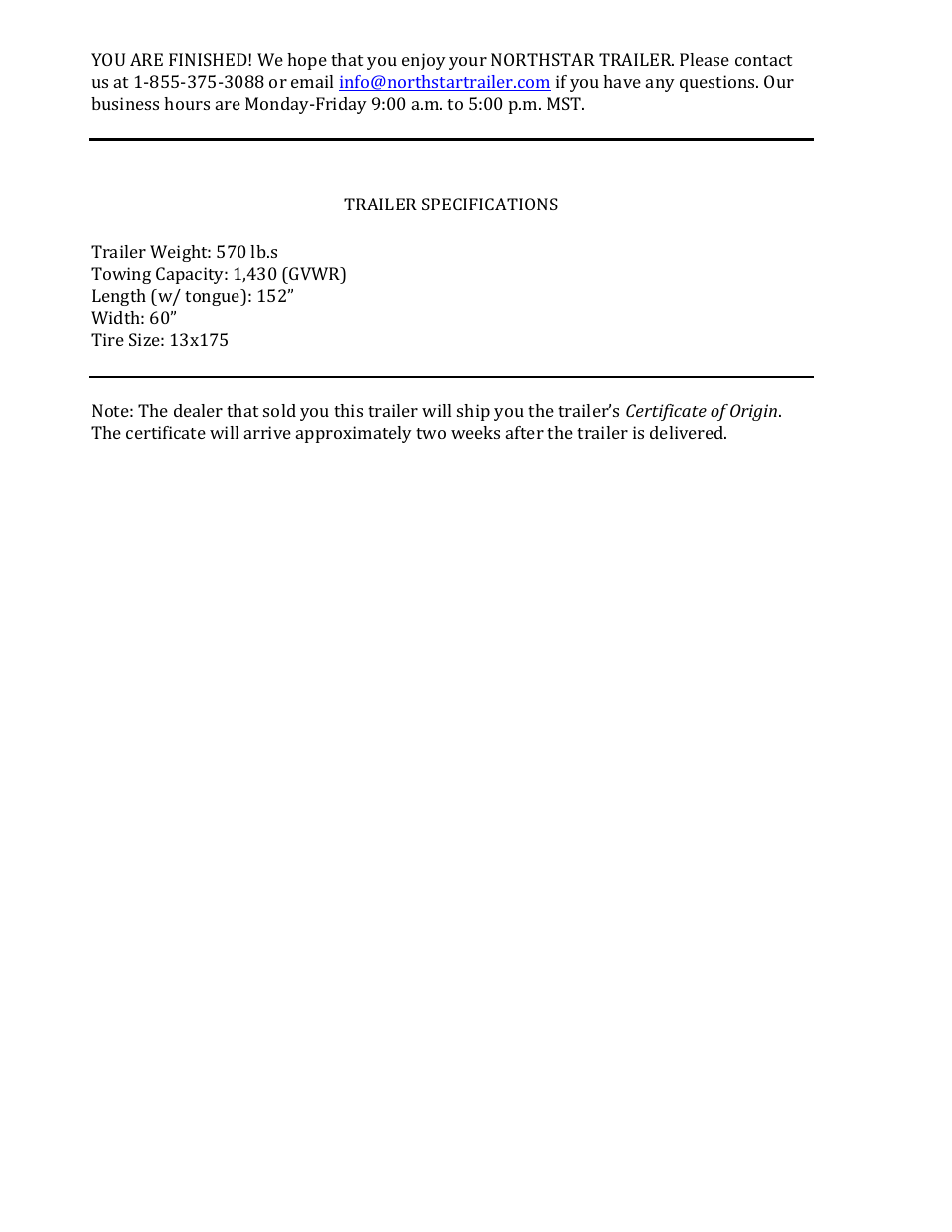 Northstar Trailers MULTISTAR User Manual | Page 13 / 13