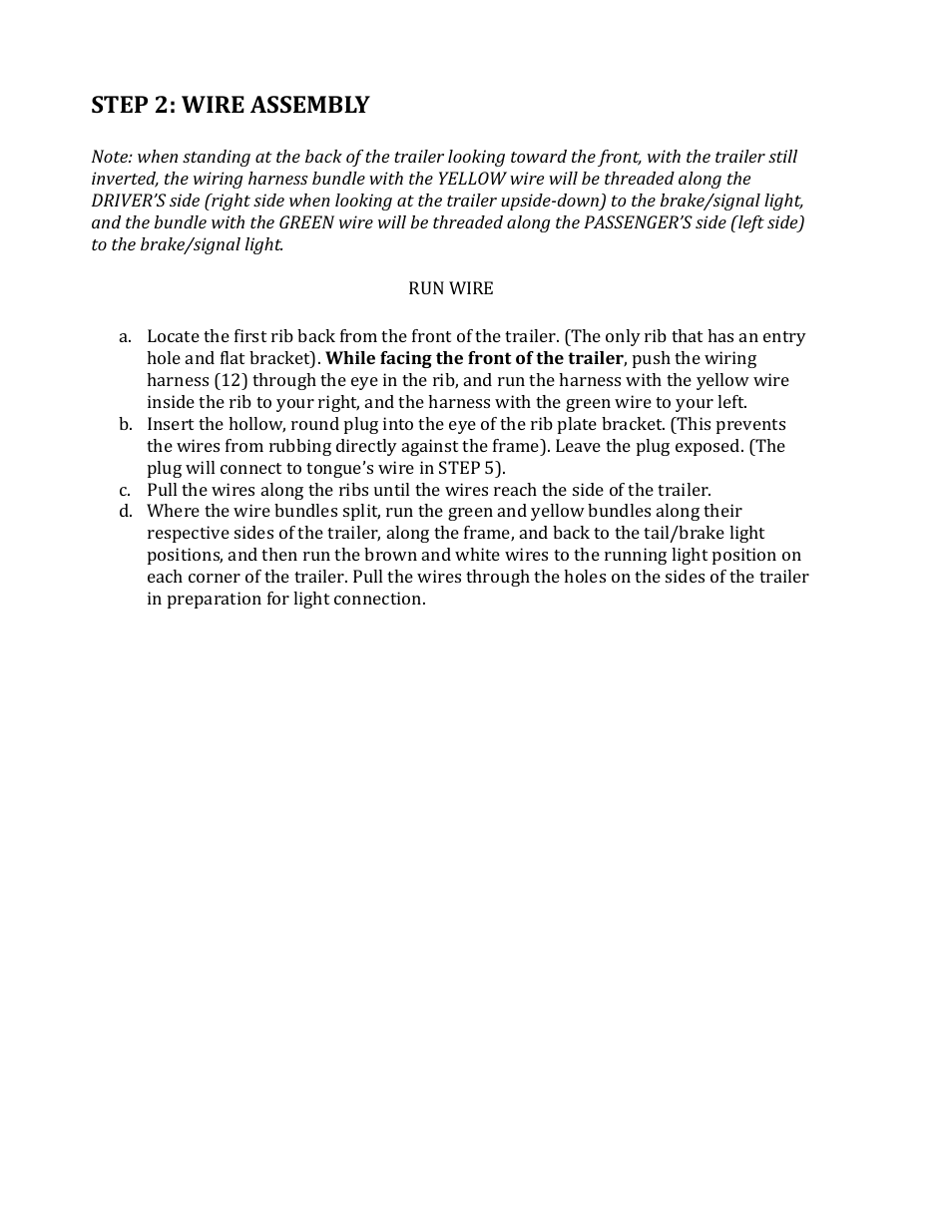 Step 2: wire assembly | Northstar Trailers MULTISTAR User Manual | Page 6 / 13