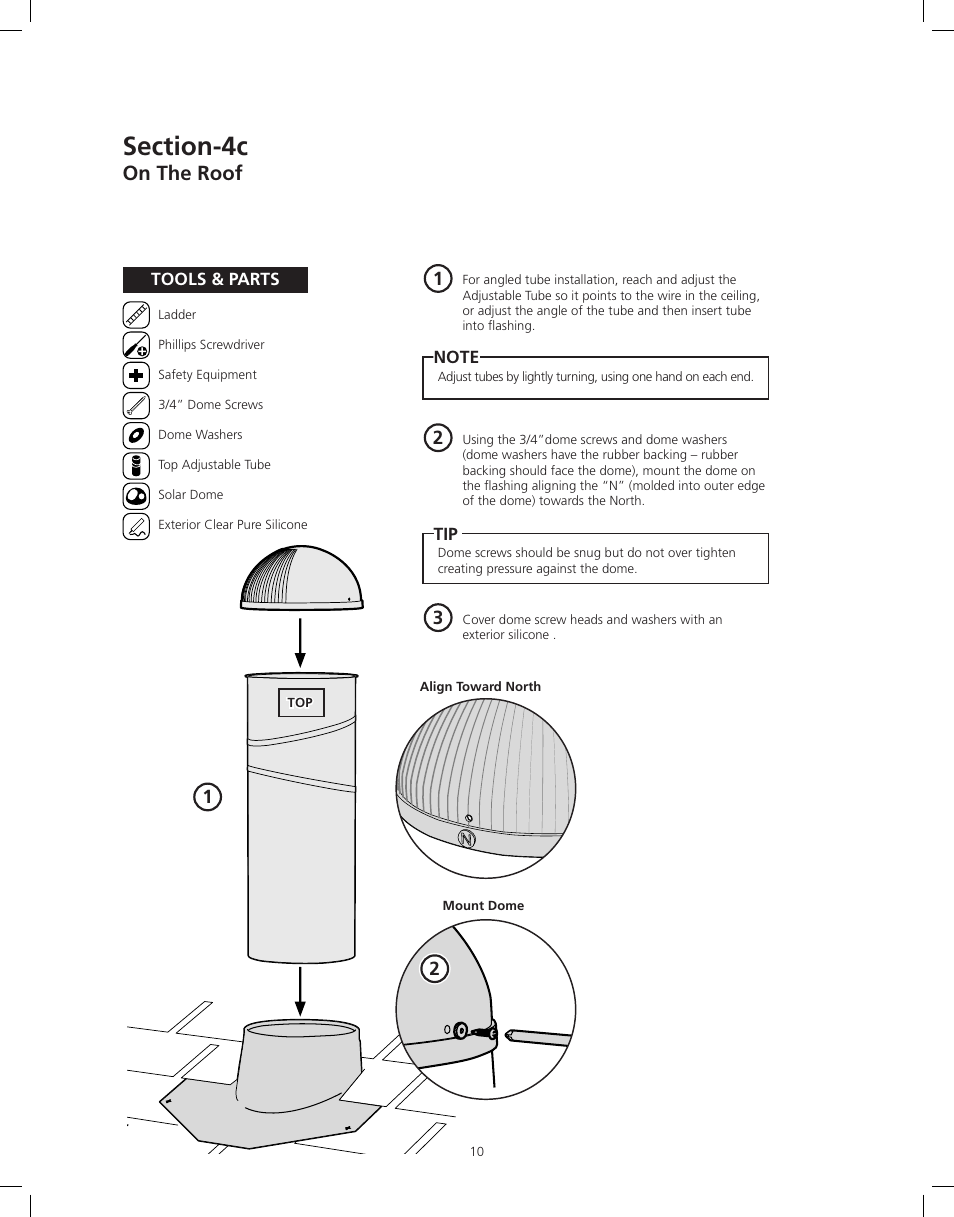 On the roof | ODL Tubular Skylight User Manual | Page 10 / 31