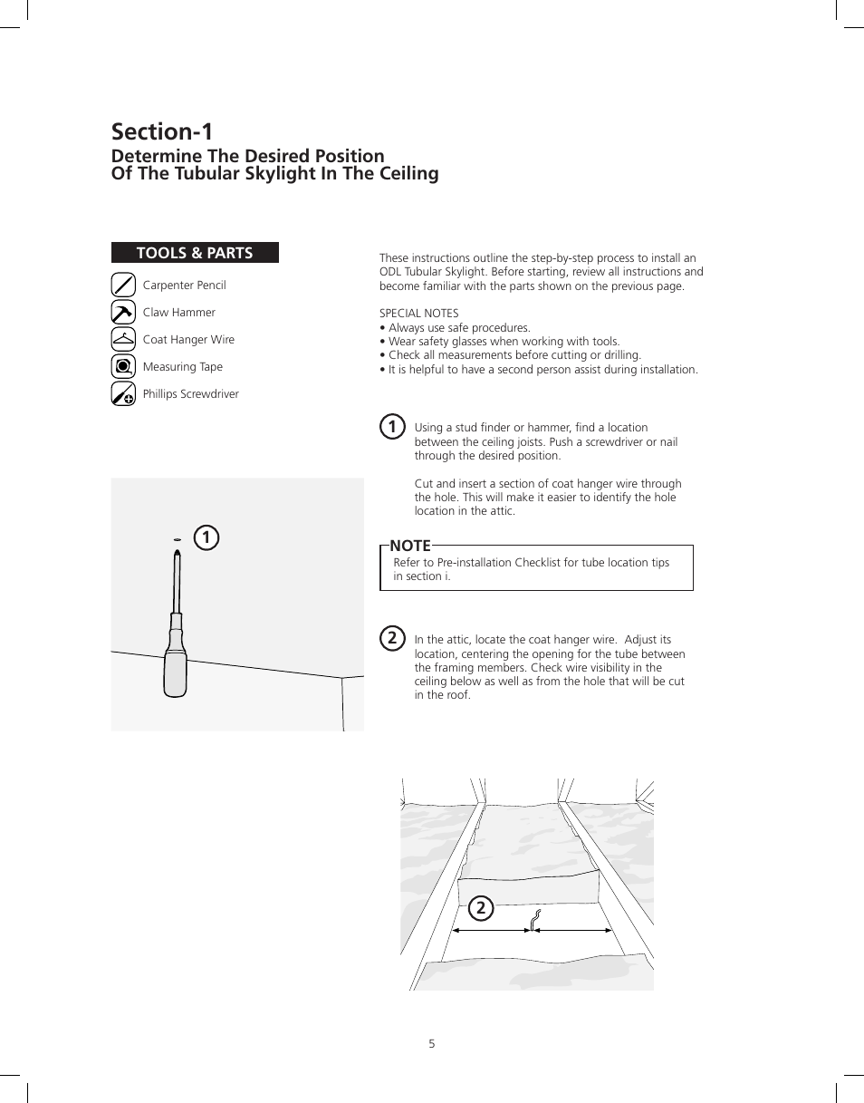 ODL Tubular Skylight User Manual | Page 5 / 31