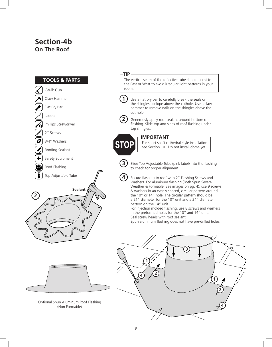 On the roof | ODL Tubular Skylight User Manual | Page 9 / 31