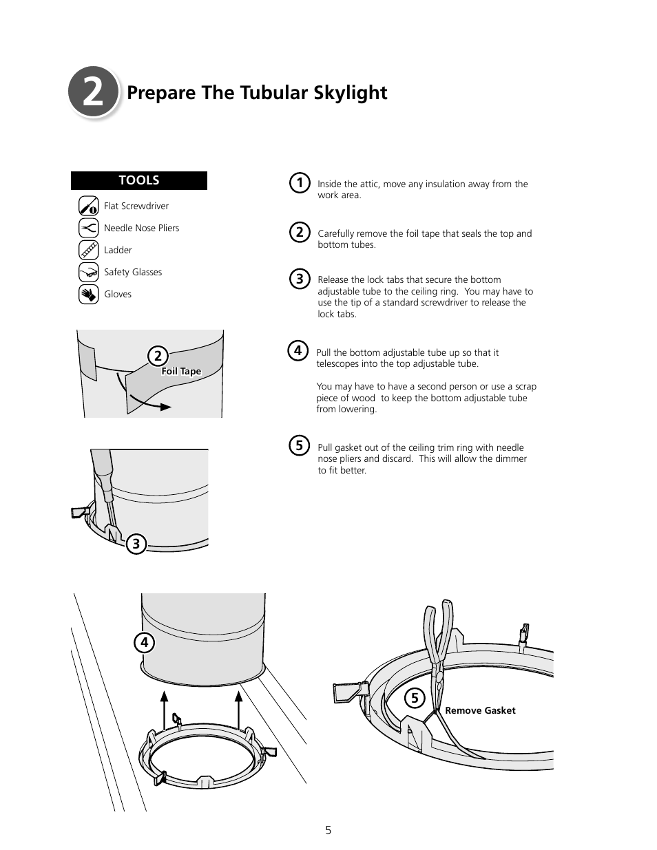 Prepare the tubular skylight | ODL Tubular Skylight Solar Powered Dimmer User Manual | Page 6 / 15