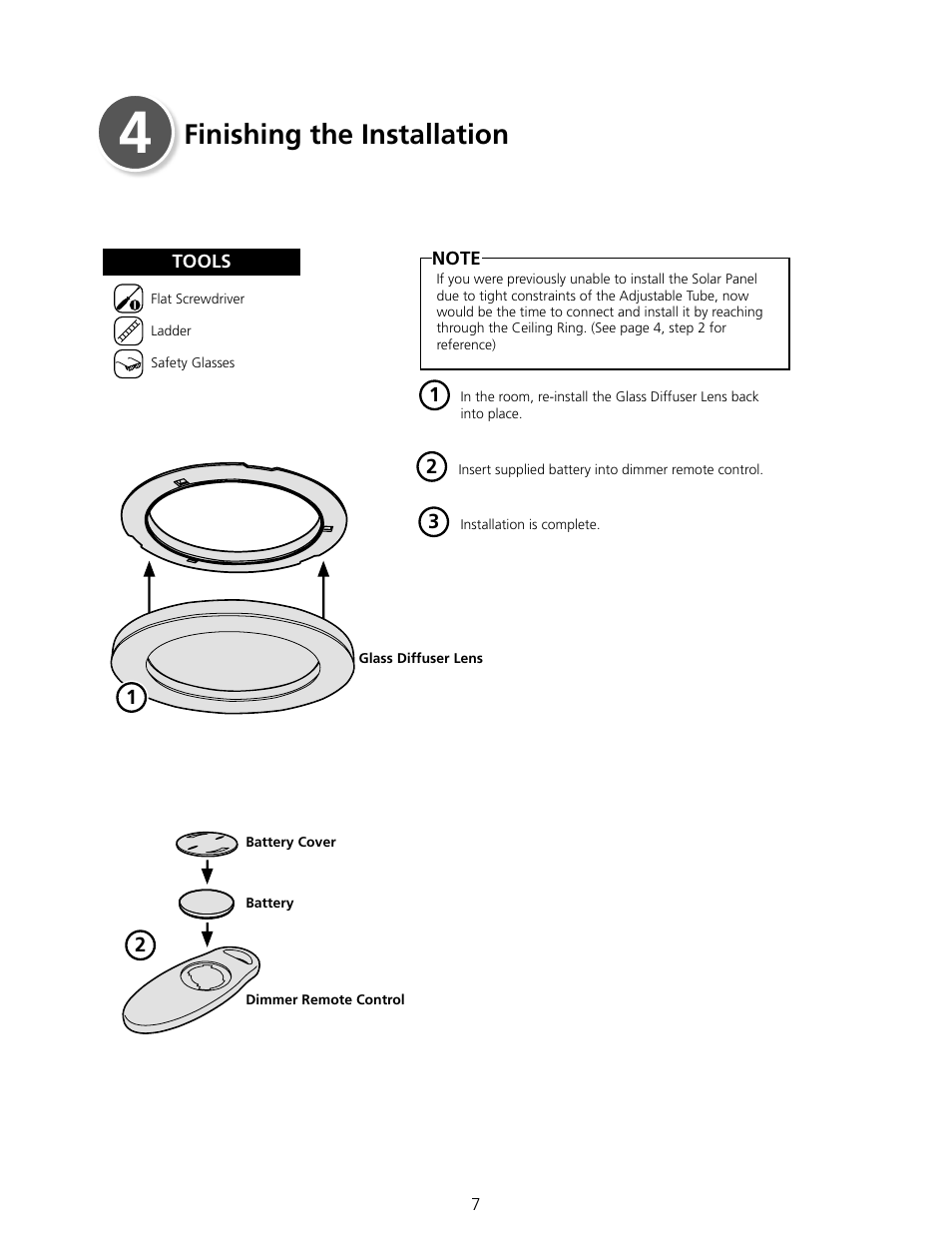 Finishing the installation | ODL Tubular Skylight Solar Powered Dimmer User Manual | Page 8 / 15