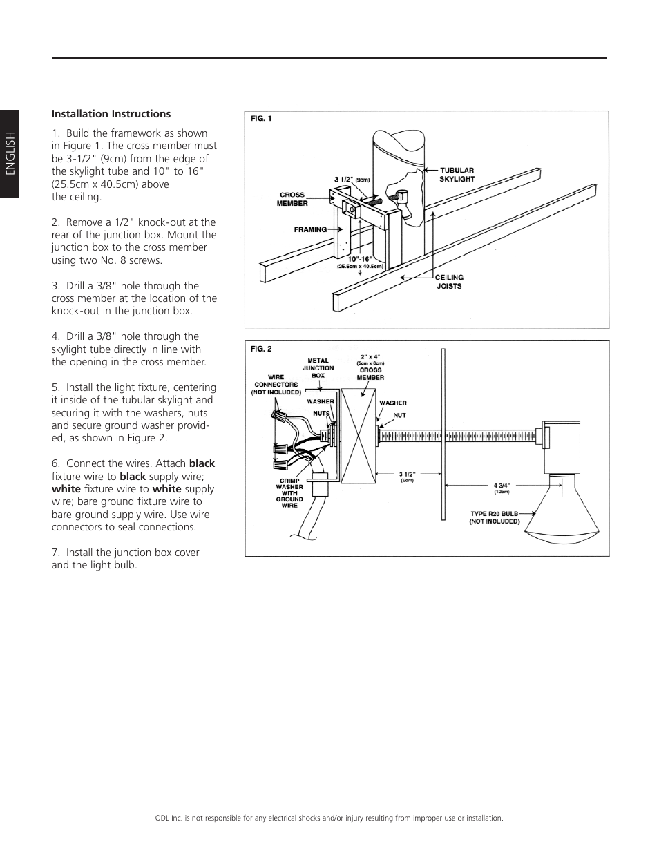 ODL Tubular Skylight Electronic Light Kit User Manual | Page 2 / 4