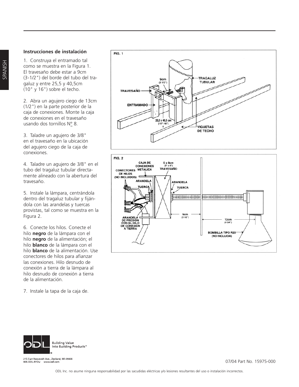 ODL Tubular Skylight Electronic Light Kit User Manual | Page 4 / 4