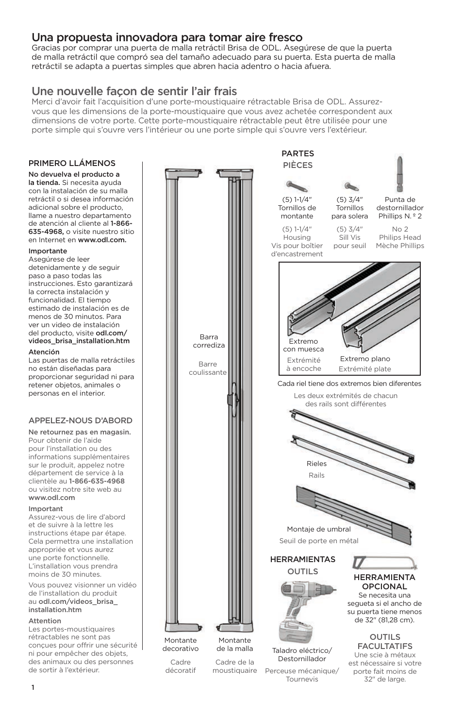 Una propuesta innovadora para tomar aire fresco, Une nouvelle façon de sentir l’air frais | ODL Brisa Retractable Screen Doors - single doors User Manual | Page 12 / 20