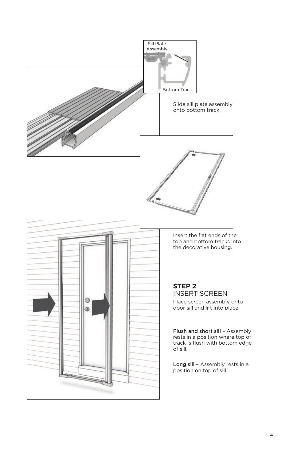 Step 2 insert screen | ODL Brisa Retractable Screen Doors - single doors User Manual | Page 5 / 20