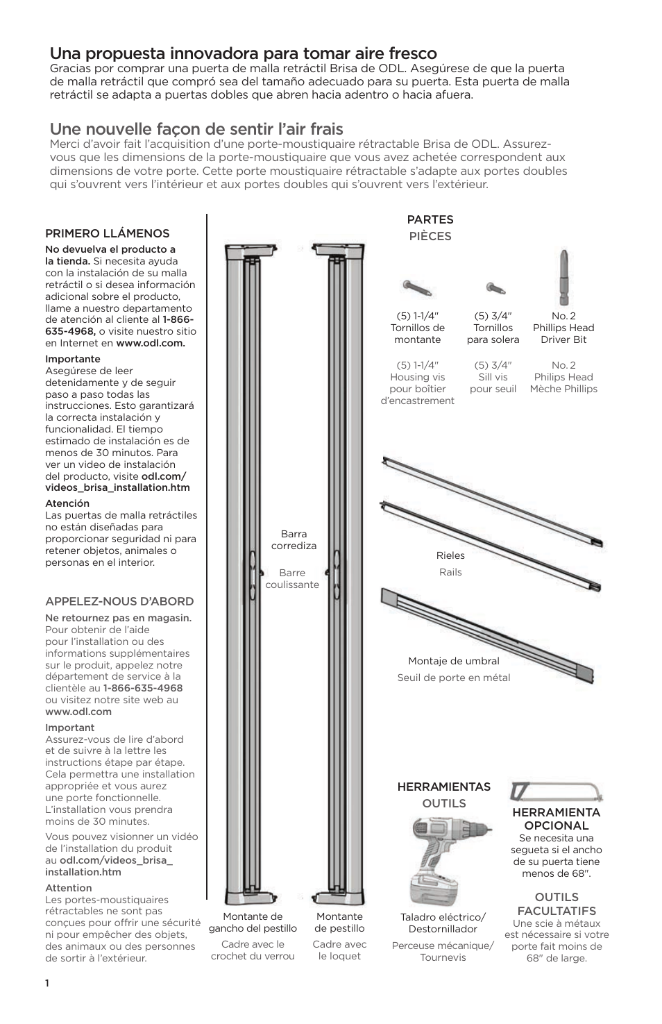 Una propuesta innovadora para tomar aire fresco, Une nouvelle façon de sentir l’air frais | ODL Brisa Retractable Screen Doors - double doors User Manual | Page 12 / 20