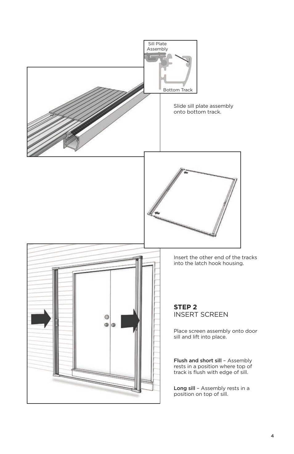 Step 2 insert screen | ODL Brisa Retractable Screen Doors - double doors User Manual | Page 5 / 20