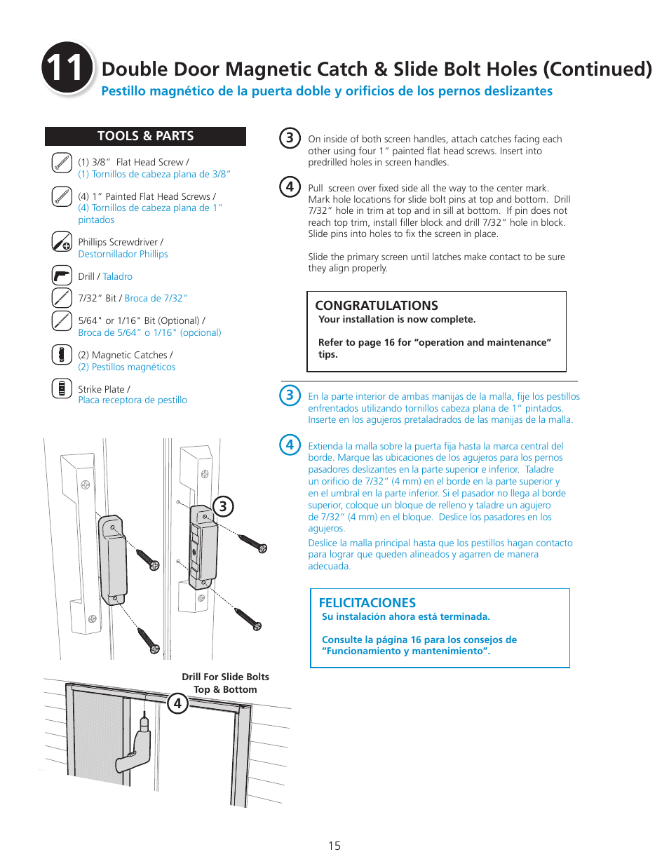 ODL Standard Retractable Screen Doors - double doors User Manual | Page 15 / 20
