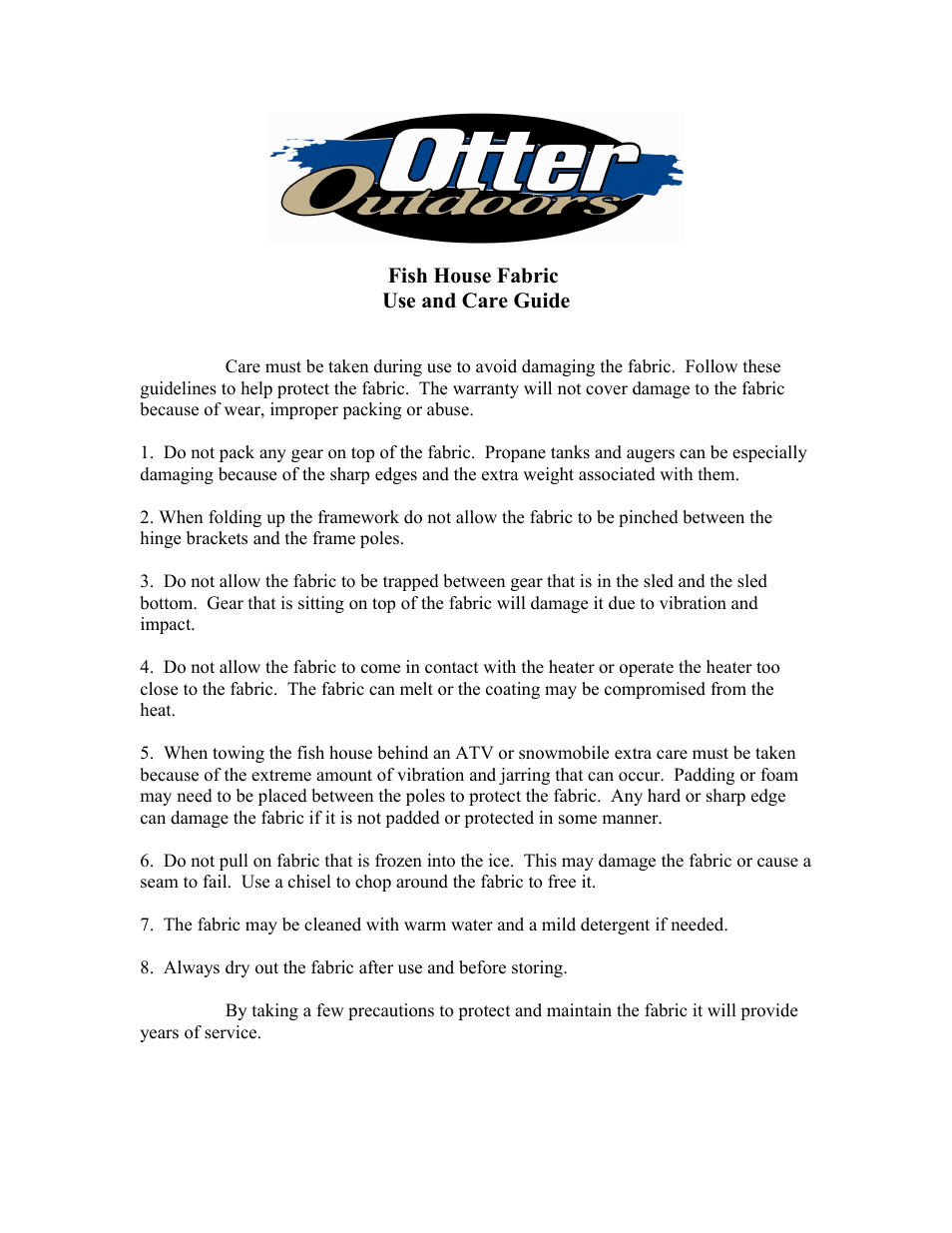 Otter Outdoors Pro XT 1200 Resort User Manual | Page 11 / 11