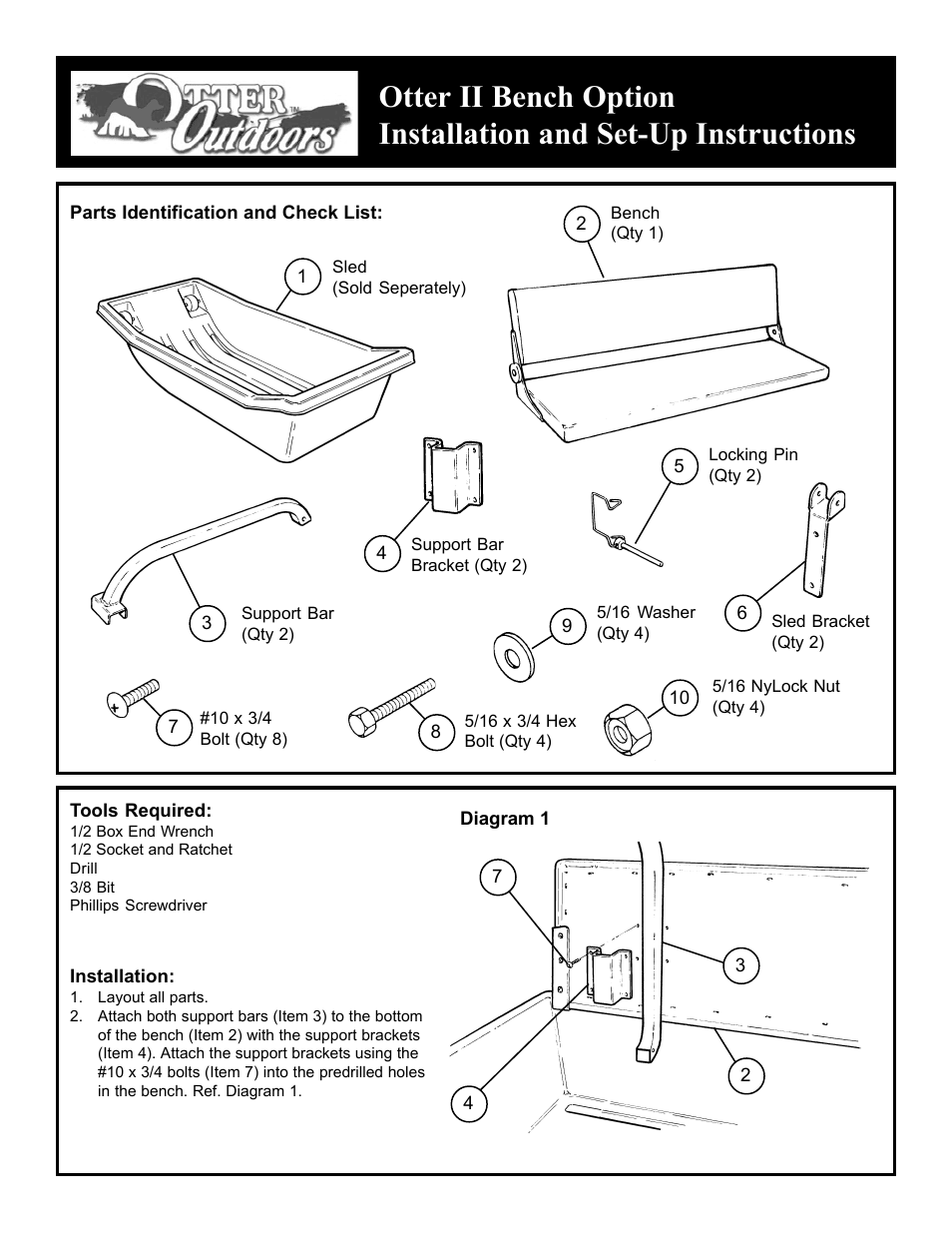 Otter Outdoors Bench Option User Manual | 2 pages