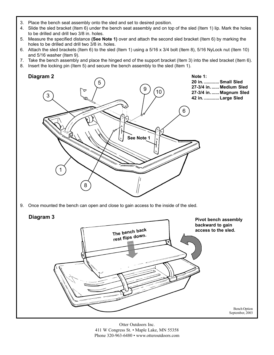 Otter Outdoors Bench Option User Manual | Page 2 / 2