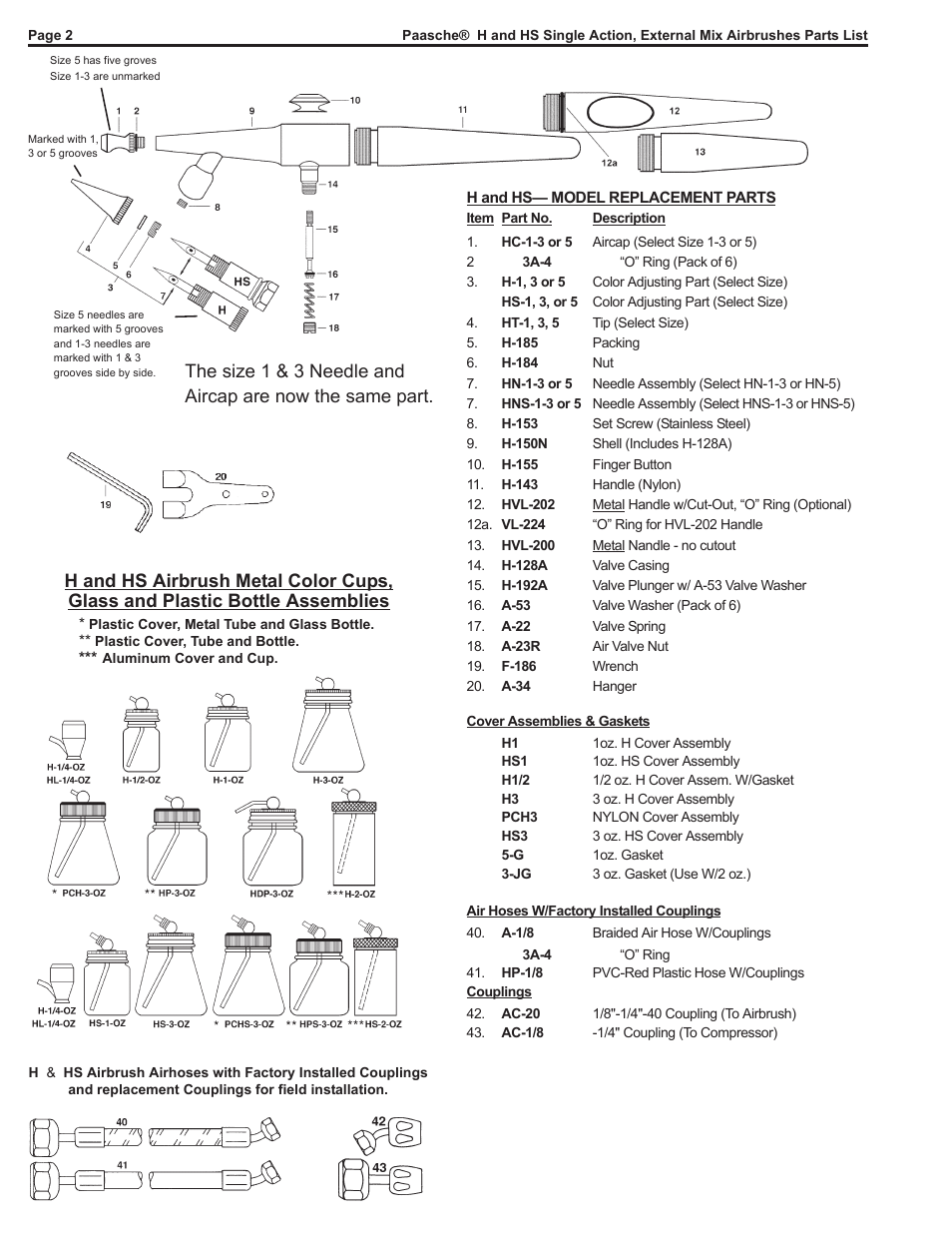 Paasche Airbrush H/HS-PL User Manual | Page 2 / 2