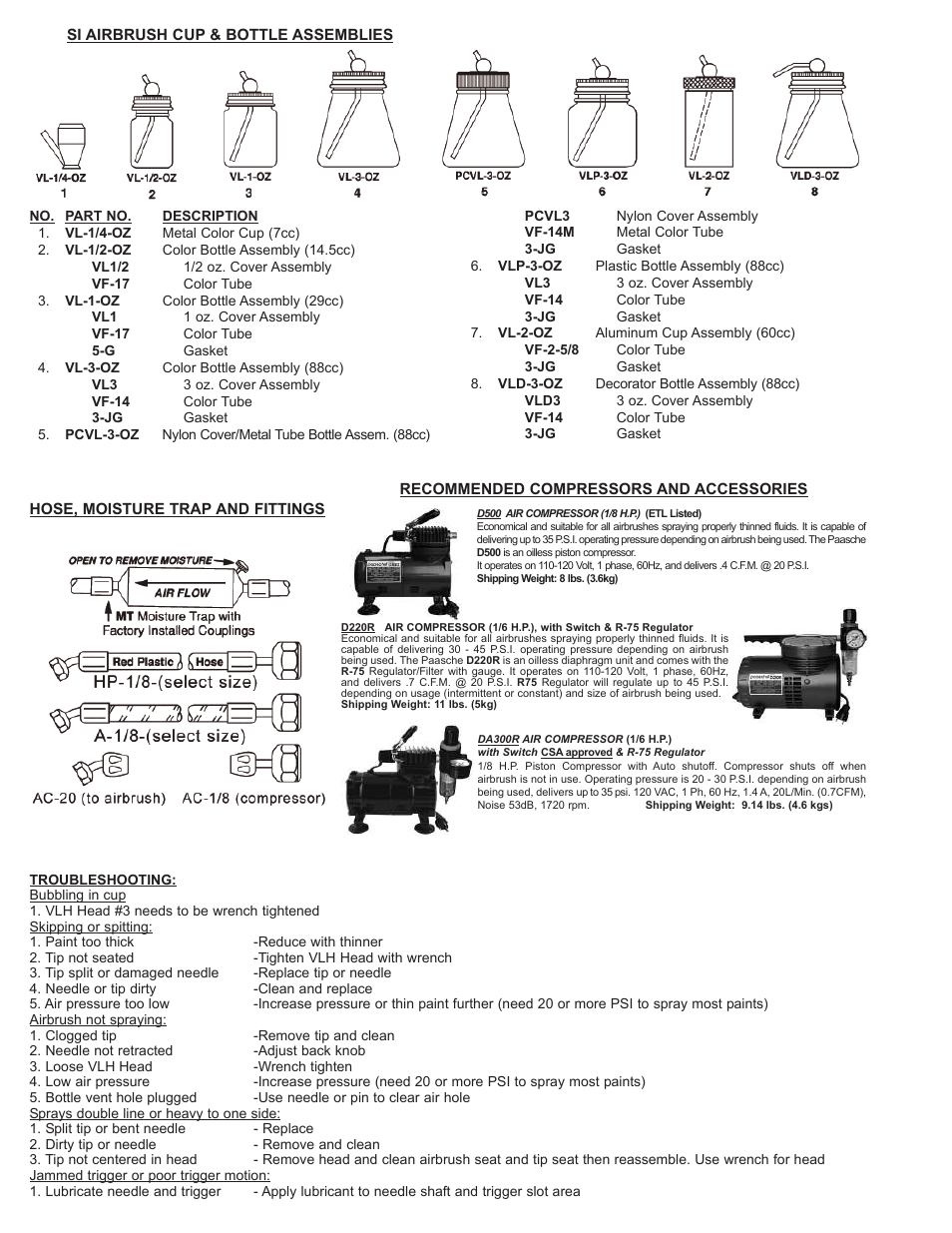 Paasche Airbrush SI-PL User Manual | Page 2 / 2