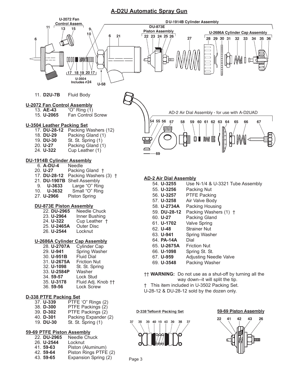 Paasche Airbrush A-D2U-PL User Manual | Page 3 / 4