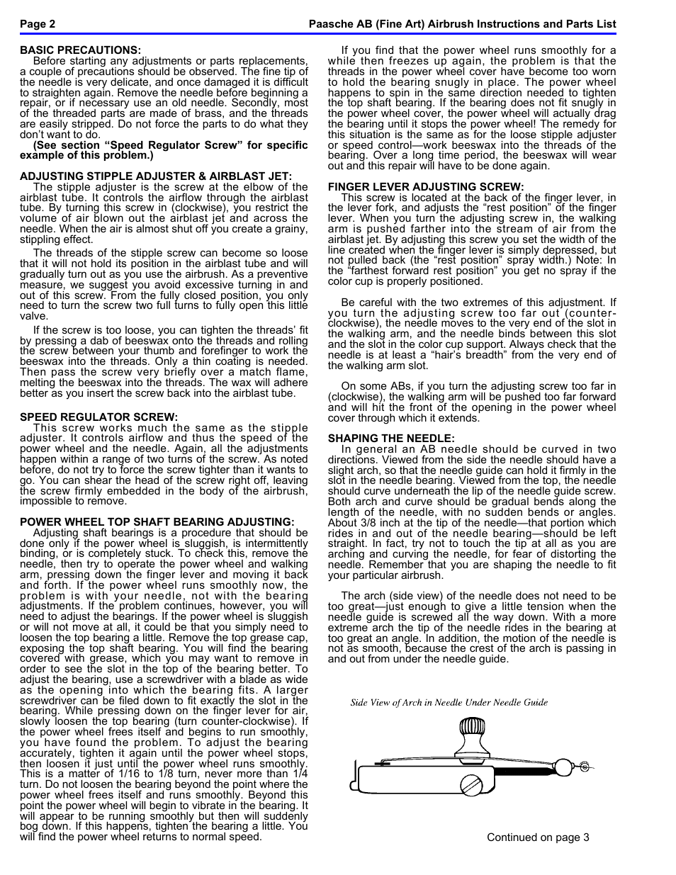 Paasche Airbrush AB-PL User Manual | Page 2 / 4