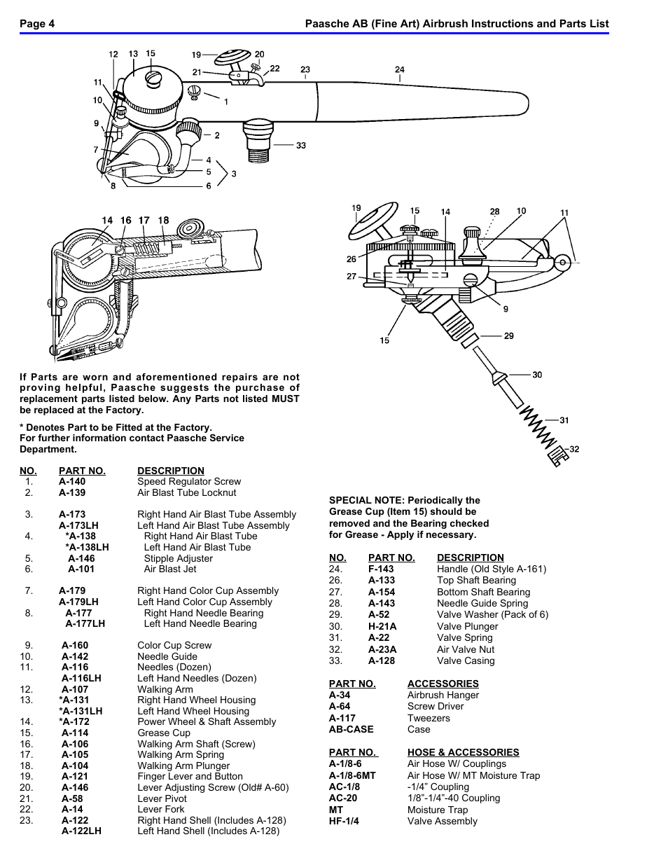 Paasche Airbrush AB-PL User Manual | Page 4 / 4