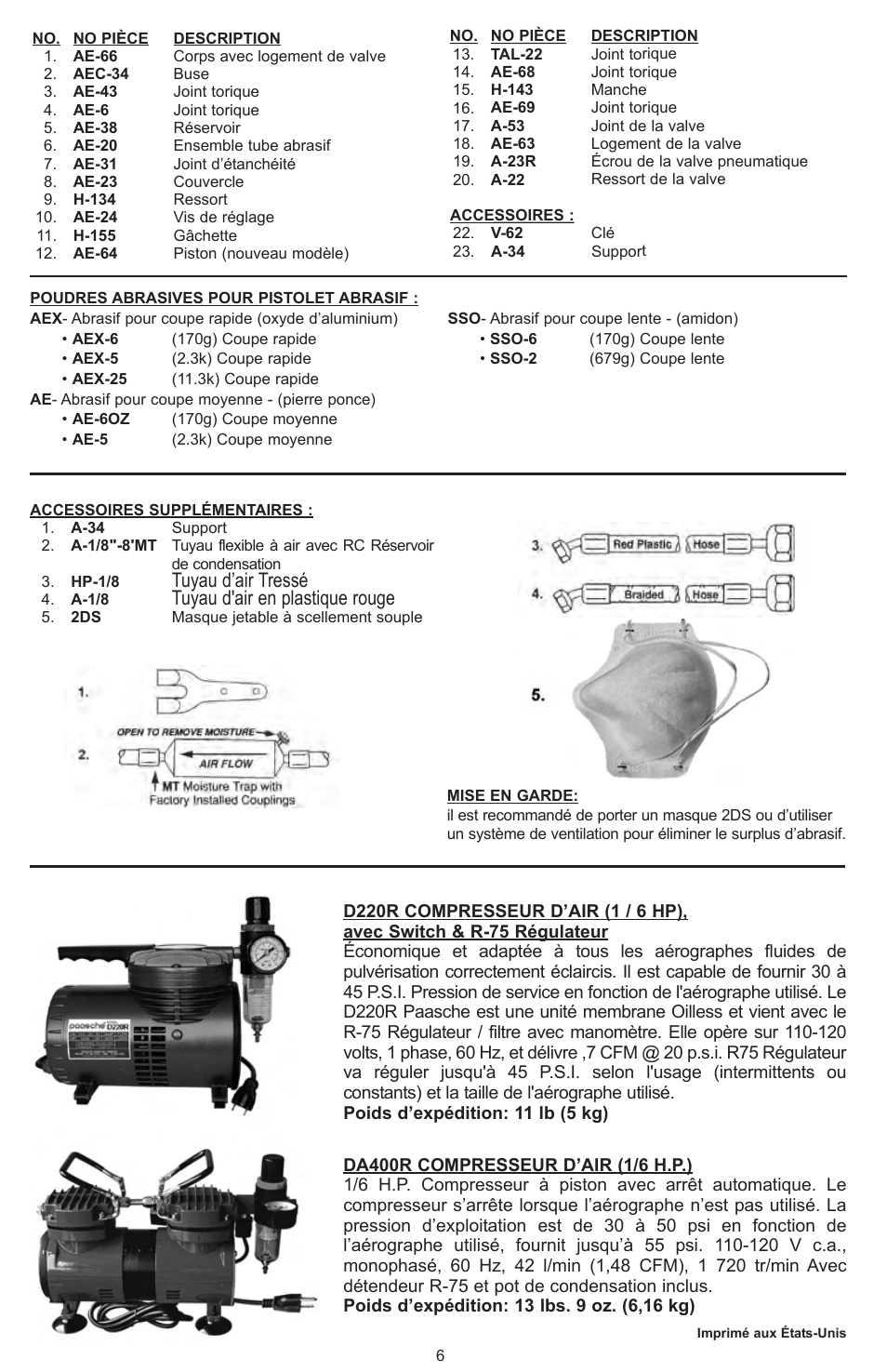 Tuyau d’air tressé, Tuyau d'air en plastique rouge | Paasche Airbrush AEC-PL User Manual | Page 6 / 8