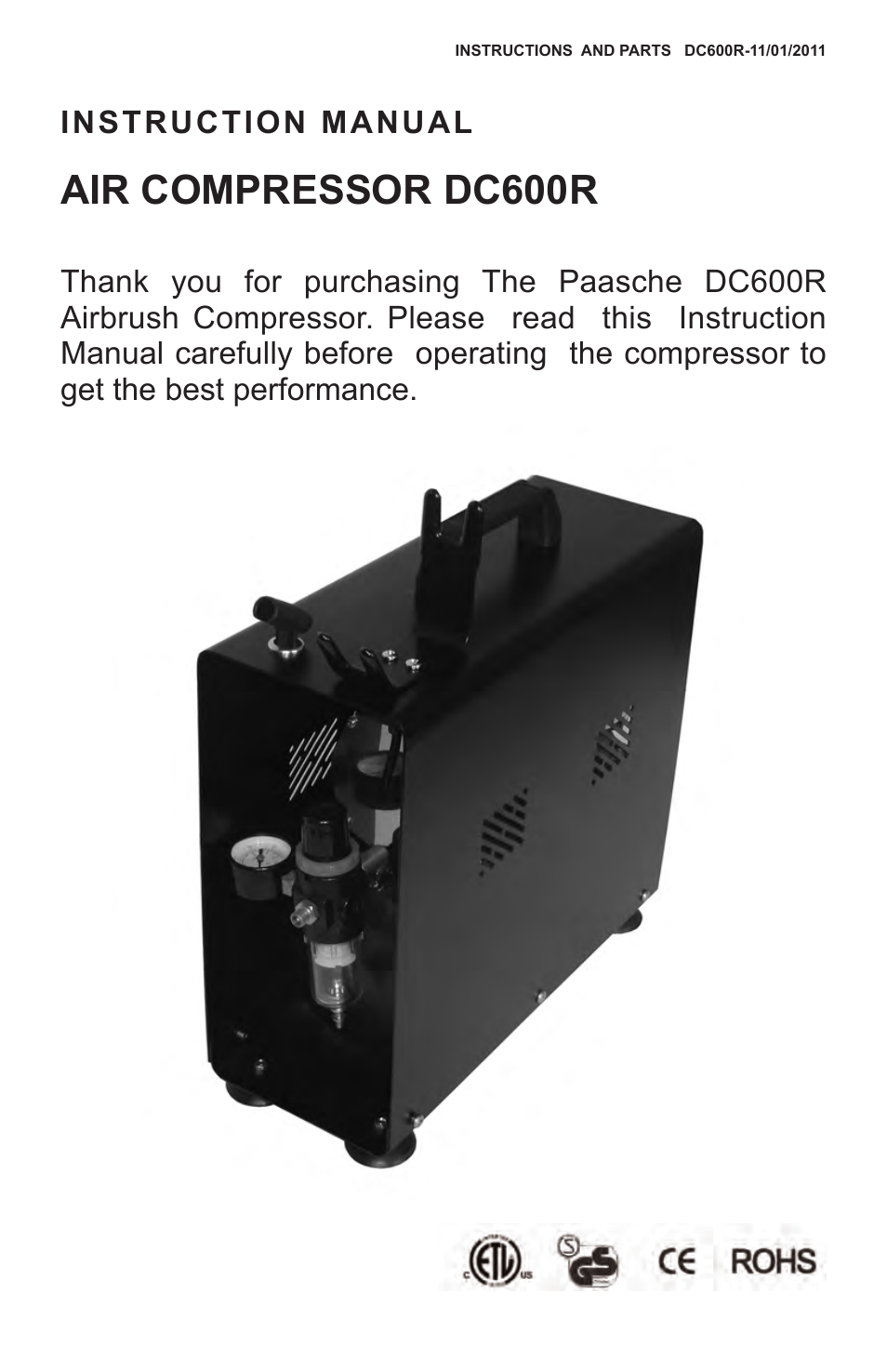 Paasche Airbrush DC600R-PL User Manual | 4 pages