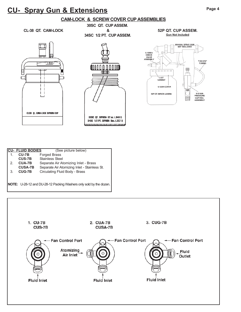 Cu- spray gun & extensions | Paasche Airbrush CU-PL User Manual | Page 4 / 4