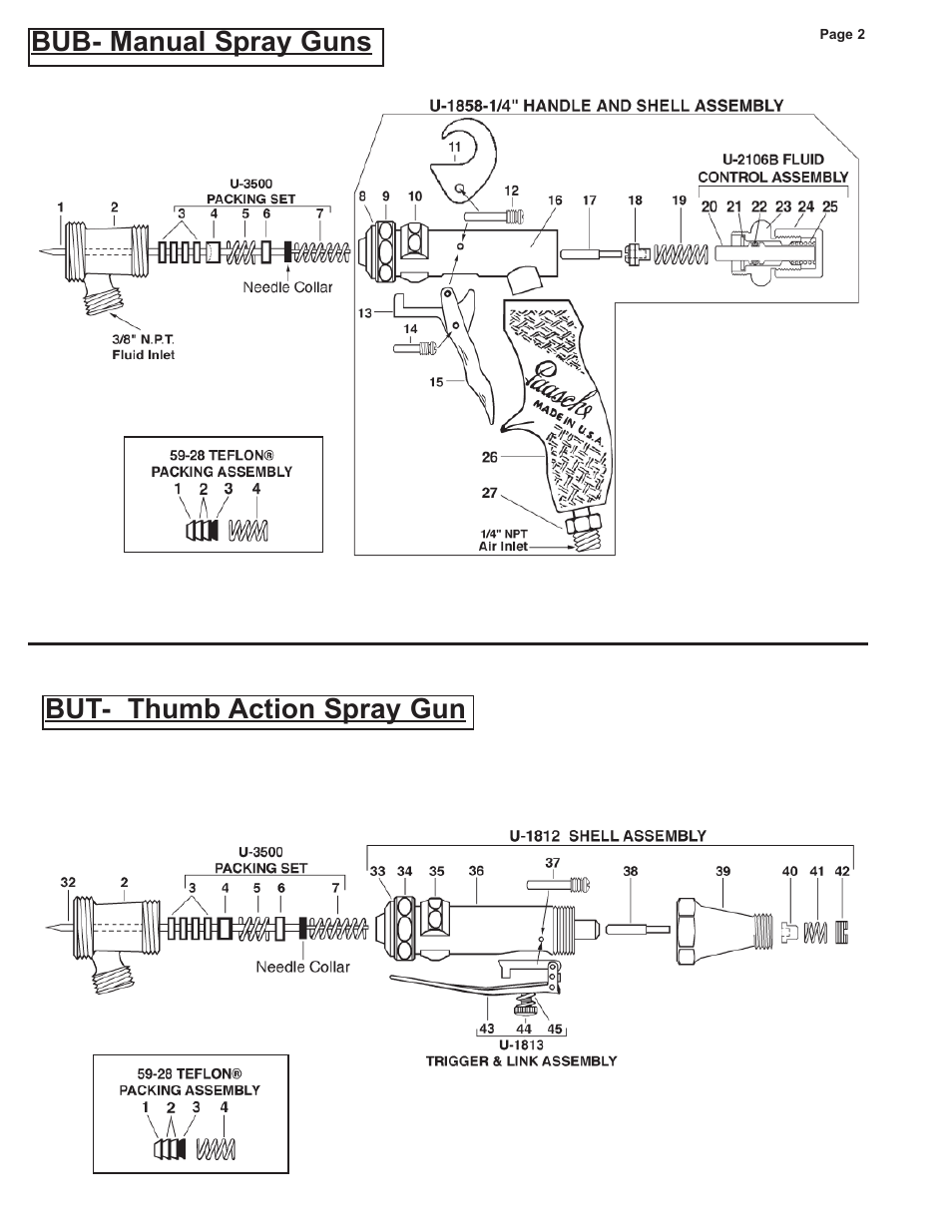 Bub- manual spray guns but- thumb action spray gun | Paasche Airbrush BUT User Manual | Page 2 / 4