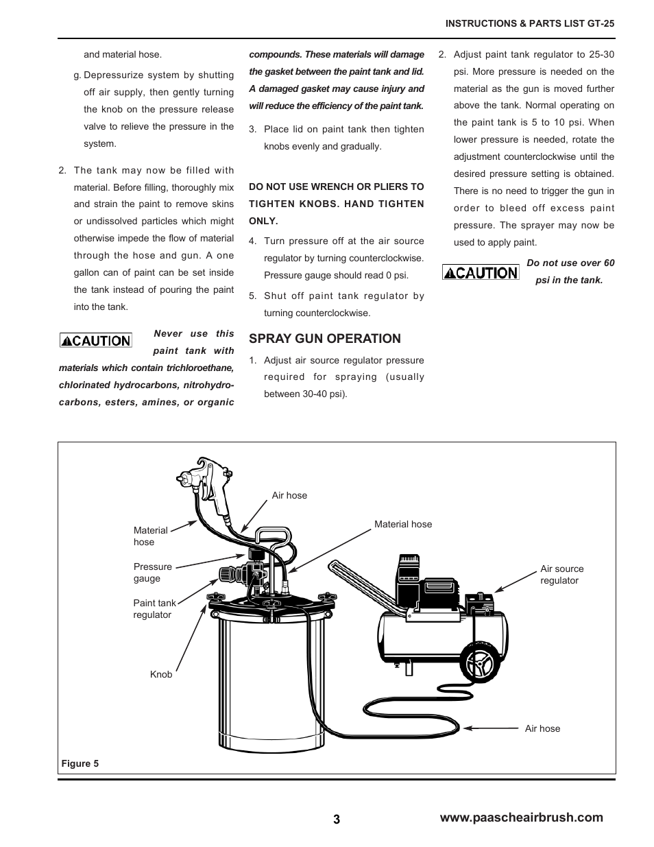 Spray gun operation | Paasche Airbrush GT-PL User Manual | Page 3 / 8