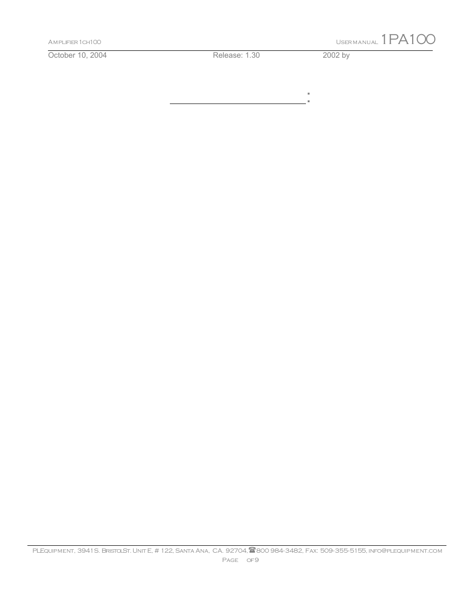 Pacific Laser Equipment 1PA-100 User Manual | Page 2 / 9