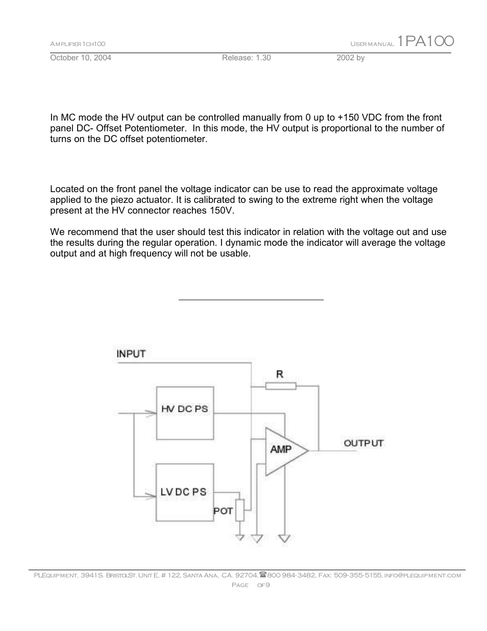 Block diagrams, 1pa100, 4 analog indicator | 1 general diagram | Pacific Laser Equipment 1PA-100 User Manual | Page 5 / 9