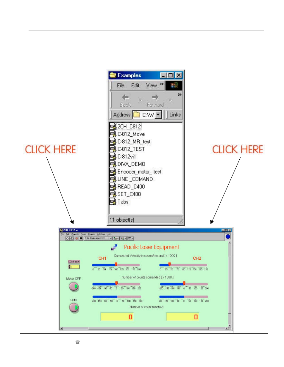 C-400, 2 example programs | Pacific Laser Equipment C-400 User Manual | Page 18 / 21