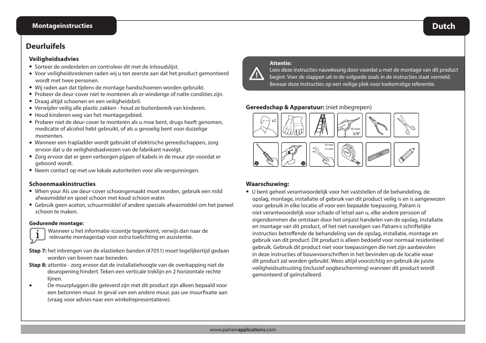 Dutch | Palram Applications Venus 1350 - Door Cover User Manual | Page 5 / 9