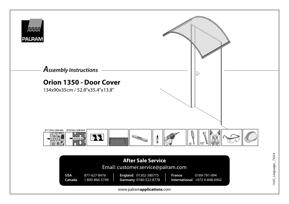 Palram Applications Orion 1350 - Door Cover User Manual | 17 pages