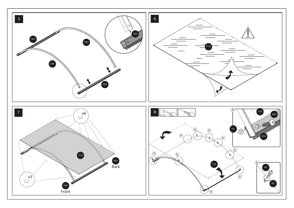 Front back x6 x3 5 | Palram Applications Orion 1350 - Door Cover User Manual | Page 16 / 17