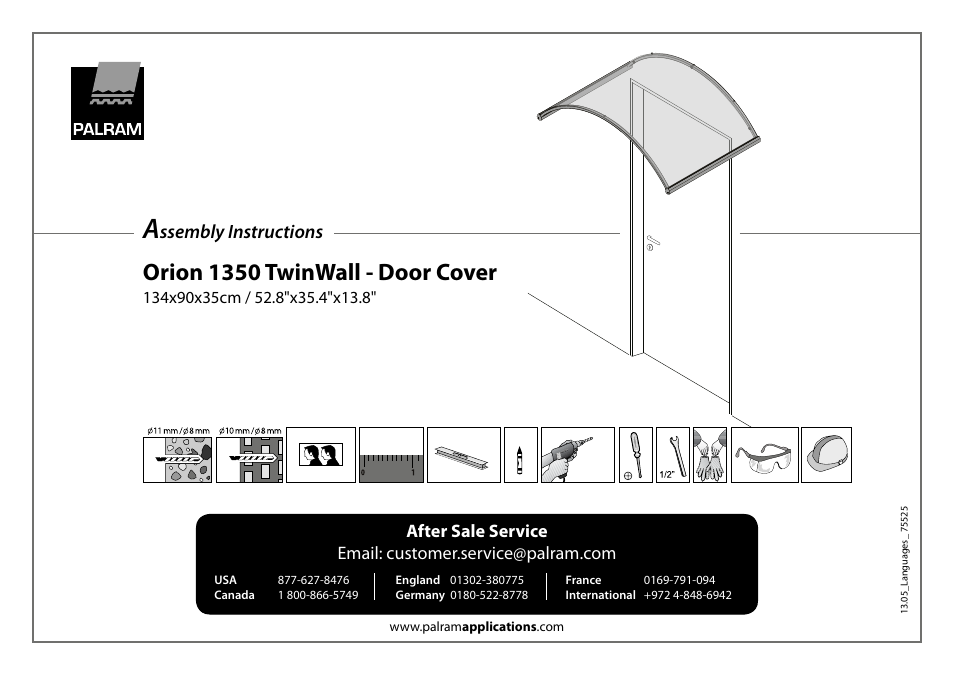 Palram Applications Orion 1350 TwinWall - Door Cover User Manual | 17 pages